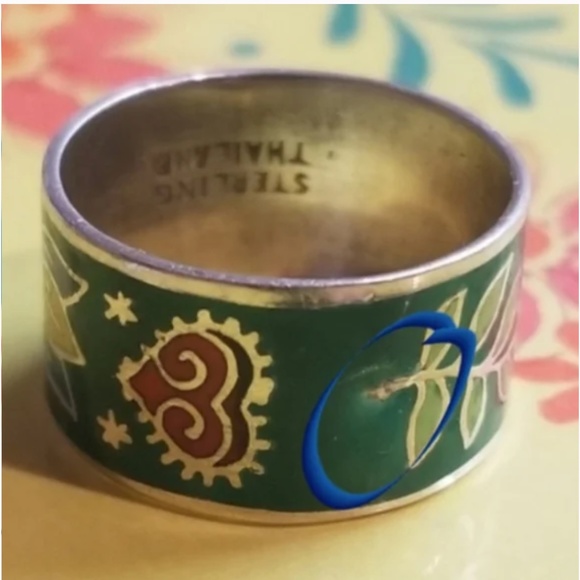 TRADED-Vintage Sterling Enameled Floral Ring - Picture 7 of 7